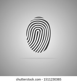 Black fingerprint icon isolated on gray background. Vector illustration.