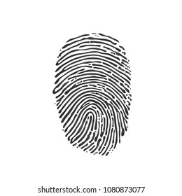 Black Fingerprint icon on white background. Vector illustration.