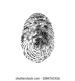 Black fingerprint on white background. Isolated Vector Illustration