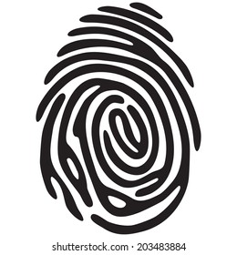 Black fingerprint shape. secure identification. Vector illustration