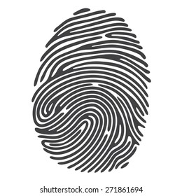 Black fingerprint shape. secure identification system