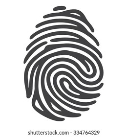 Black fingerprint shape, secure, identification. Vector illustration