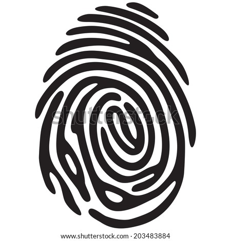 Black fingerprint shape. secure identification. Vector illustration