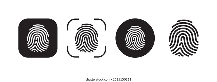 Black fingerprint vector icon, security symbol. Fingerprint icon. Vector illustration eps 10