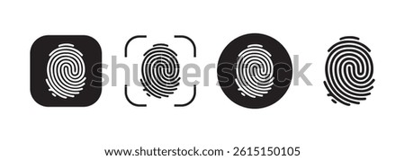 Black fingerprint vector icon, security symbol. Fingerprint icon. Vector illustration eps 10