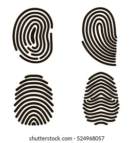 Black Fingerprints Set Print for Identity Person Security ID. Vector illustration