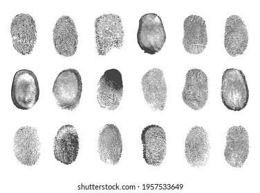 Black Fingerprints unique patterns vector set