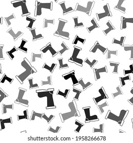 Black Fire boots icon isolated seamless pattern on white background.  Vector