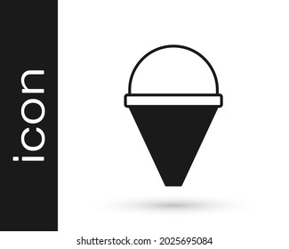 Black Fire cone bucket icon isolated on white background. Metal cone bucket empty or with water for fire fighting.  Vector
