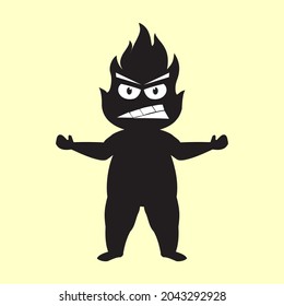 black fire devil cute cartoon. vector illustration for logo, icon, mascot or sticker