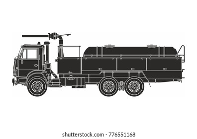 black fire engine on the white background