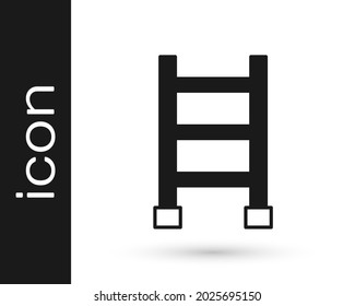 Black Fire escape icon isolated on white background. Pompier ladder. Fireman scaling ladder with a pole.  Vector
