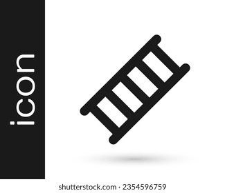 Black Fire escape icon isolated on white background. Pompier ladder. Fireman scaling ladder with a pole.  Vector