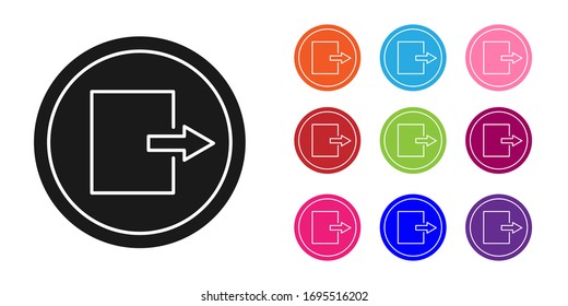 Black Fire exit icon isolated on white background. Fire emergency icon. Set icons colorful. Vector Illustration