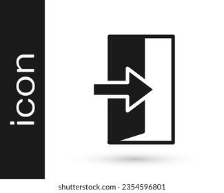Black Fire exit icon isolated on white background. Fire emergency icon.  Vector