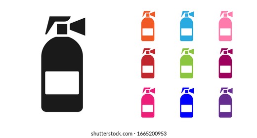 Black Fire extinguisher icon isolated on white background. Set icons colorful. Vector Illustration