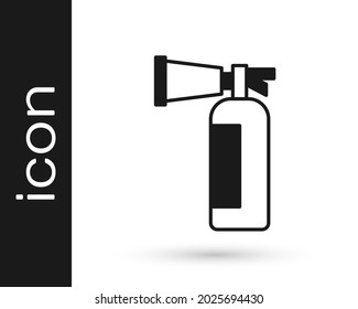 Icono del extintor del incendio negro aislado en fondo blanco.  Vector