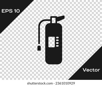 Icono del extintor del incendio negro aislado en fondo transparente.  Vector