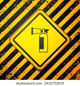 Black Fire extinguisher icon isolated on yellow background. Warning sign. Vector