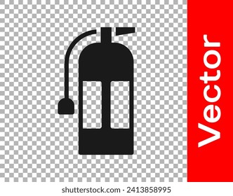 Black Fire extinguisher icon isolated on transparent background.  Vector