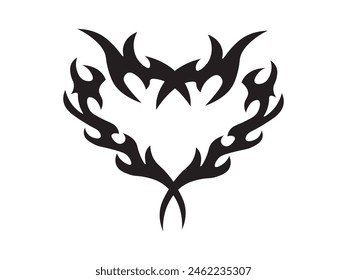 Black fire flame, design element. Tribal style for tattoo, vehicle decoration or another design. Vector illustration
