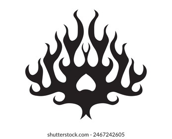Black fire flame, design element. Tribal style for tattoo, vehicle decoration or another design. Vector illustration