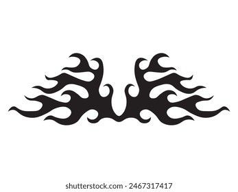 Black fire flame, design element. Tribal style for tattoo, vehicle decoration or another design. Vector illustration