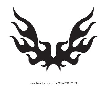Black fire flame, design element. Tribal style for tattoo, vehicle decoration or another design. Vector illustration