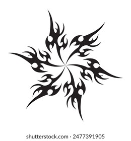 Black fire flame, design element. Tribal style for tattoo, vehicle decoration or another design. Vector illustration