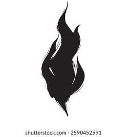 Black Fire Flame Icon with Grunge Texture