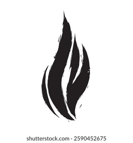 Black Fire Flame Icon with Grunge Texture
