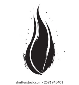 Black Fire Flame Icon with Grunge Texture