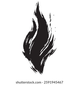 Black Fire Flame Icon with Grunge Texture