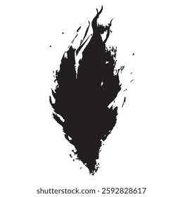 Black Fire Flame Icon with Grunge Texture