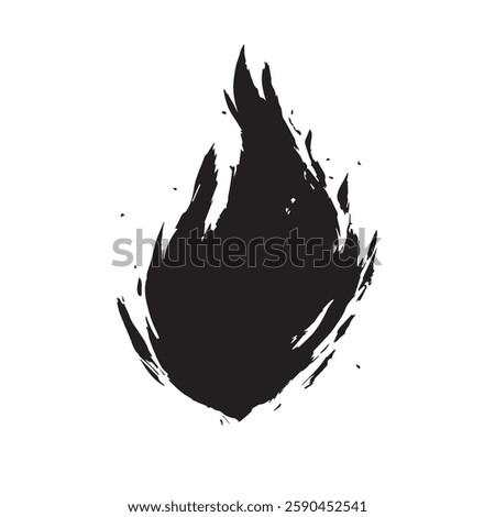 Black Fire Flame Icon with Grunge Texture