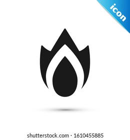 Black Fire flame icon isolated on white background. Heat symbol.  Vector Illustration