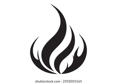 black Fire flame icon with white background 