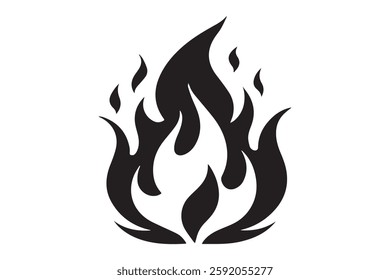 black Fire flame icon with white background 