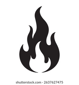 Black Fire Flame Silhouette On White Background