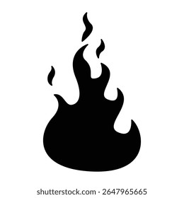 Vetor de chama preta, Silhueta minimalista para impressão de logotipos.