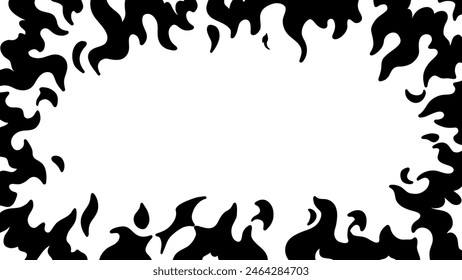 Black fire flames background, fire frame design vector illustration