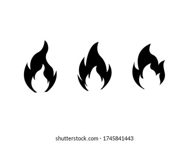 Black Fire Flames Symbol Set Flat Stock Vector (Royalty Free ...