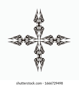 Black fire flames in tribal style with long swirls for tattoo and vehicle decoration design