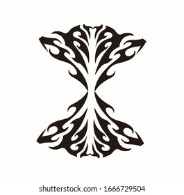 Black fire flames in tribal style with long swirls for tattoo and vehicle decoration design