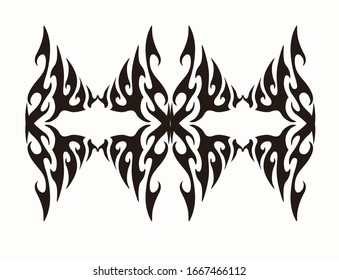 Black fire flames in tribal style with long swirls for tattoo and vehicle decoration design