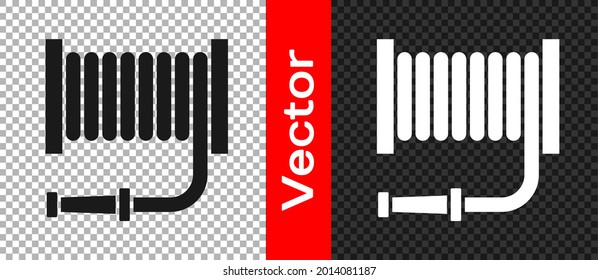 Black Fire hose reel icon isolated on transparent background.  Vector