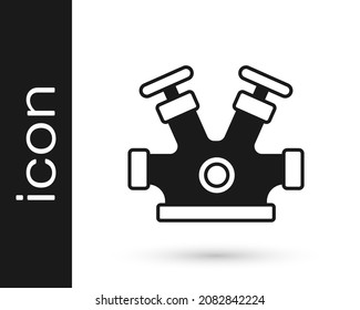 Black Fire Hydrant Symbol einzeln auf weißem Hintergrund.  Vektorgrafik