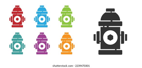 Black Fire hydrant icon isolated on white background. Set icons colorful. Vector Illustration