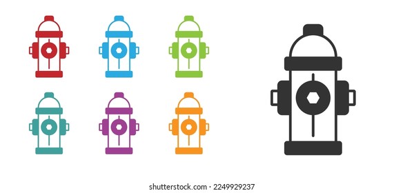 Black Fire hydrant icon isolated on white background. Set icons colorful. Vector