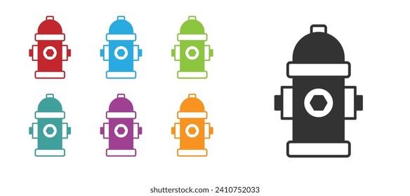 Black Fire hydrant icon isolated on white background. Set icons colorful. Vector